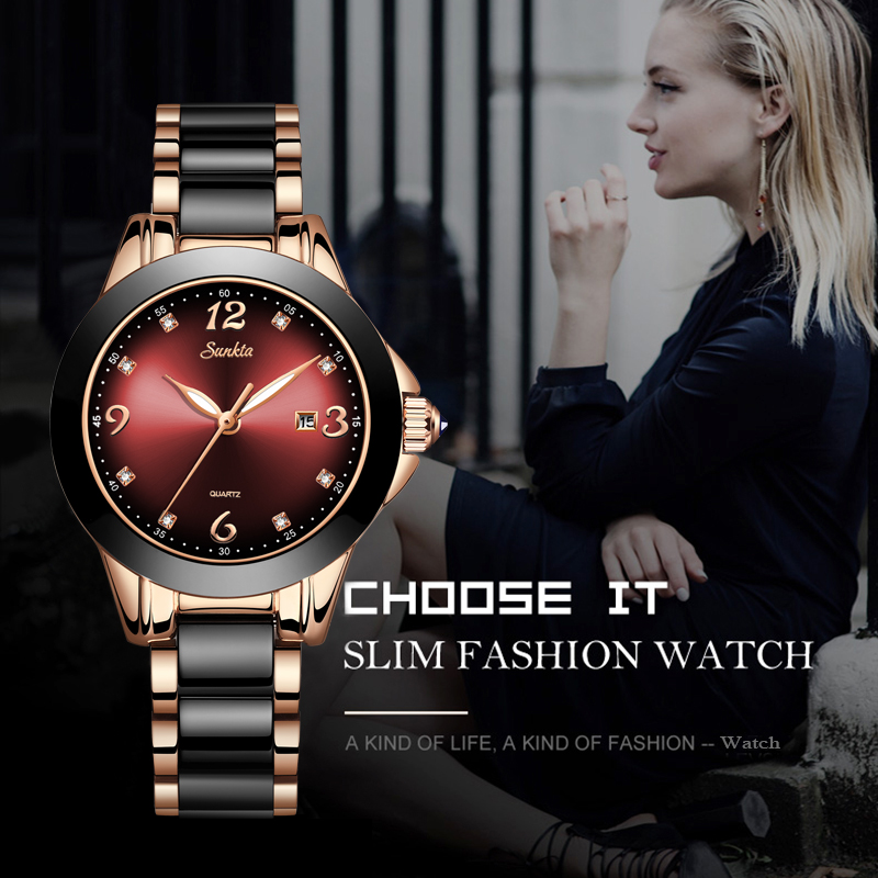 Wristwatches 2021 SUNKTA Top Watch Women Fashion Ceramic Diamond Bracelet Ladies Watches Girl Quartz Relogio Feminino +Box, Rose gold red
Wristwatches 2021 SUNKTA Top Watch Women Fashion Ceramic Diamond Bracelet Ladies Watches Girl Quartz Relogio Feminino +Box, Rose gold red