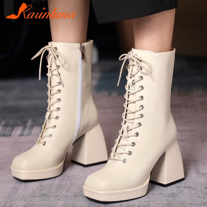 Karin 2020 New Design Genuine Leather Thick Heels Mid-calf Boots Woman Shoes Zip Platform cross-tied Concise Fashion Boots, Black
Karin 2020 New Design Genuine Leather Thick Heels Mid-calf Boots Woman Shoes Zip Platform cross-tied Concise Fashion Boots, Black