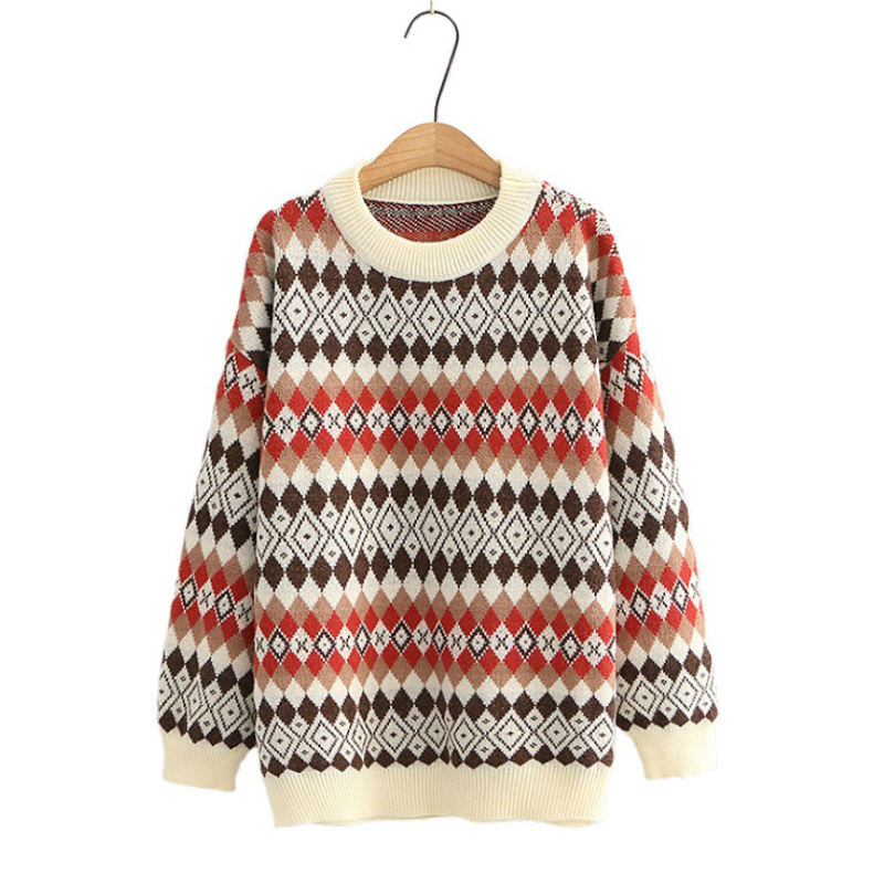 Women Sweaters Argyle Embroidery Knitted Pullover Korean Style 2020 Autumn Winter Long Sleeve O-neck Casual Office Ladies Top, Style 1
Women Sweaters Argyle Embroidery Knitted Pullover Korean Style 2020 Autumn Winter Long Sleeve O-neck Casual Office Ladies Top, Style 1