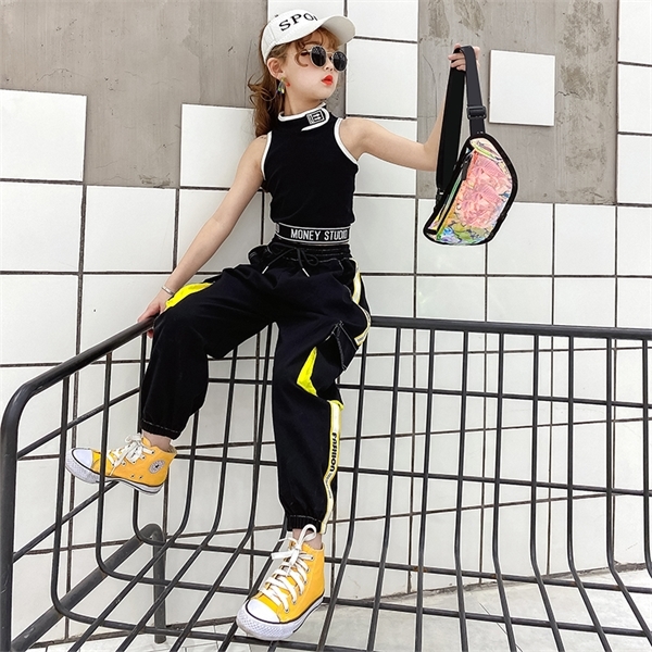 Hip-Hop Kids Dance Girls Clothes Outfits Vest Tops Pants Cargo Sweatpants Modern Baby Teens 9 10 11 12 13 Years Girls Streetwear