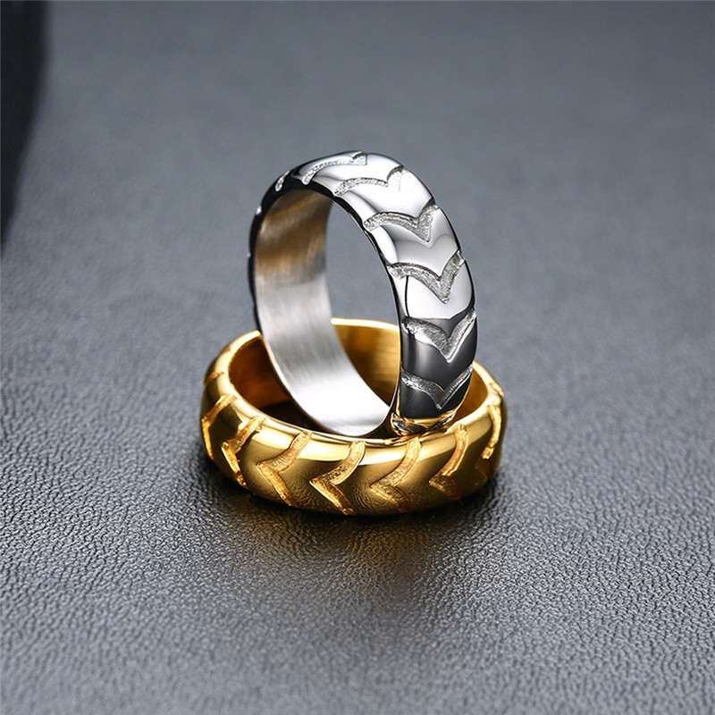 Modyle 2020 New Fashion Gold Silver Color Punk Vintage Stainless Steel Tire Pattern Wedding Ring for Man Wholesale
Modyle 2020 New Fashion Gold Silver Color Punk Vintage Stainless Steel Tire Pattern Wedding Ring for Man Wholesale