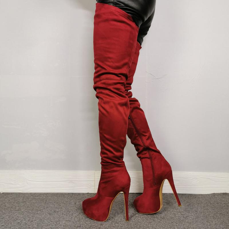 RIBETRINI INS Hot Girl Fashion Zipper High Heels Knee High Boots Flock Platform Flock Party Boots Women Sexy Autumn Shoes Woman, Wine red
RIBETRINI INS Hot Girl Fashion Zipper High Heels Knee High Boots Flock Platform Flock Party Boots Women Sexy Autumn Shoes Woman, Wine red