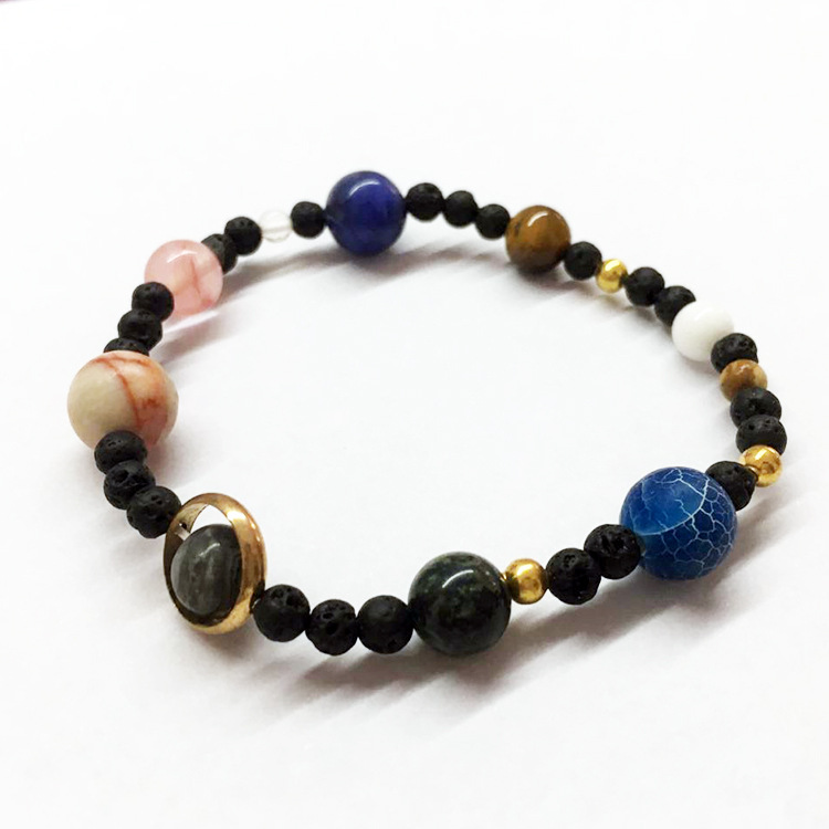 The Eight Planet Bracelet Solar System Universe Galaxy Bracelet Natural Stone Bead Bracelet Bangle for Women Girls