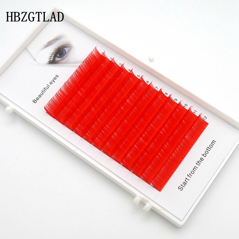 

HBZGTLAD New C/D curl 0.07 0.1mm 8-15mm false lashes red color eyelash individual colored lashes Faux volume eyelash extensions