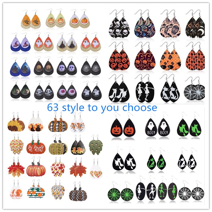 Halloween Pumpkin Earring PU Leather Drop Earrings Female Thanksgiving Pattern Earring Women Vintage Earring Jewelry Gifts 63 Designs WY689, Red;brown
Halloween Pumpkin Earring PU Leather Drop Earrings Female Thanksgiving Pattern Earring Women Vintage Earring Jewelry Gifts 63 Designs WY689, Red;brown