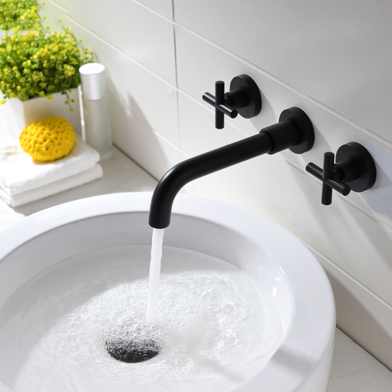 Basin Faucets Wall Mounted Brass Bathroom Sink Basin Mixer Tap Faucet 3 Pcs Black Faucet Dual Handle Sink Mixer Taps 855010
Basin Faucets Wall Mounted Brass Bathroom Sink Basin Mixer Tap Faucet 3 Pcs Black Faucet Dual Handle Sink Mixer Taps 855010