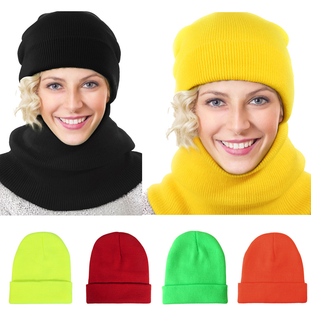 Winter knitted Beanies Hats Women Thick Warm Beanie Skullies Hat Female knit Bonnet Beanie Caps Outdoor Riding Sets