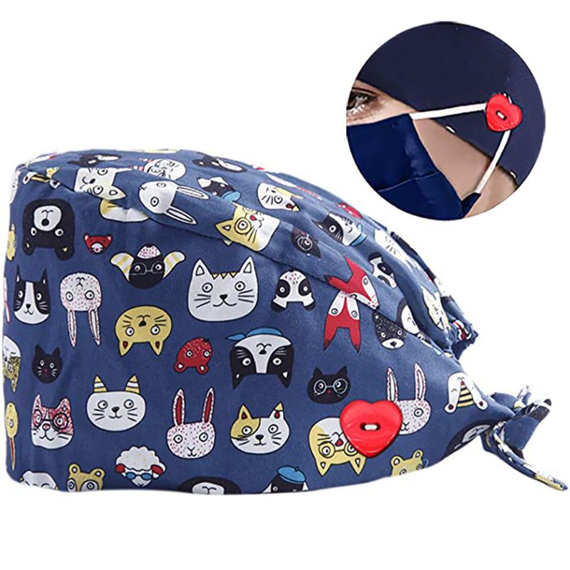 Women Men Scrub Cap with Heart Button Mask Holder Cartoon Floral Working Adjustable Tie Back Bouffant Cap
Women Men Scrub Cap with Heart Button Mask Holder Cartoon Floral Working Adjustable Tie Back Bouffant Cap