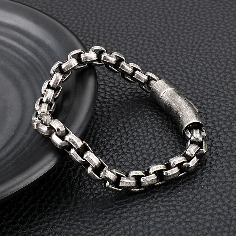 54g weight 8mm 8.66'' Vintage black stainless steel huge square Rolo Link Chain bracelet bangle mens jewelry XMAS Gifts