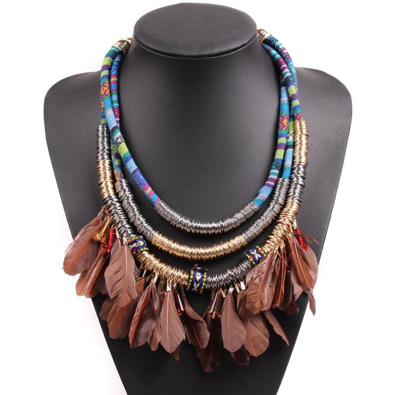 Colorful Bib Multi Layers Rope Chain Feather Necklace Alloy Metal Circle Pendant Handmade Vintage Ethnic Necklace for Women
Colorful Bib Multi Layers Rope Chain Feather Necklace Alloy Metal Circle Pendant Handmade Vintage Ethnic Necklace for Women