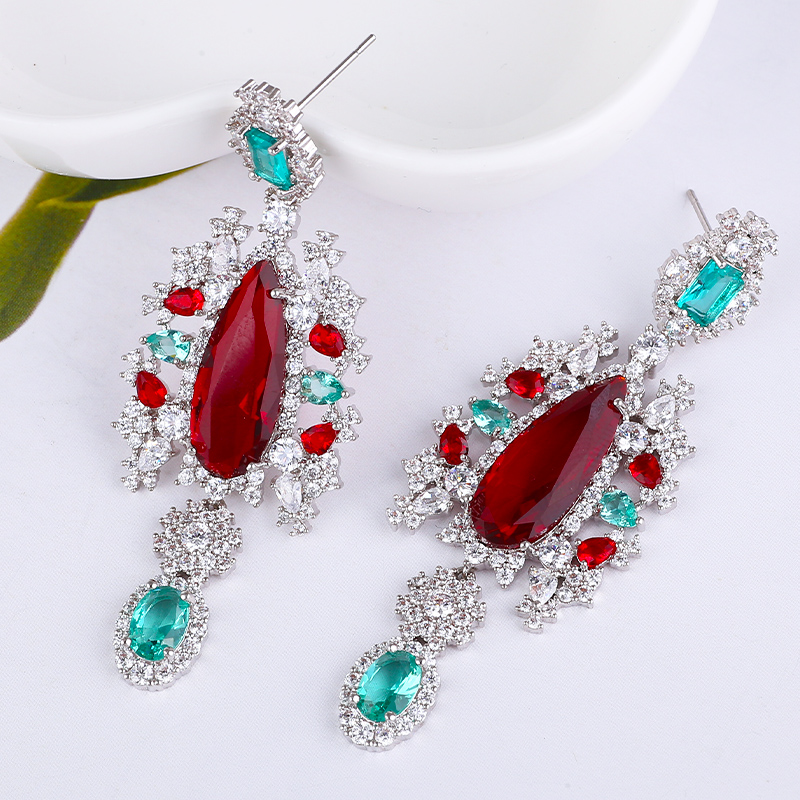 

Classical style Gradient Tourmaline Cubic Zirconia Earrings for Women Fashion Wedding Banquet Drop Earrings XIUMEIYIZU