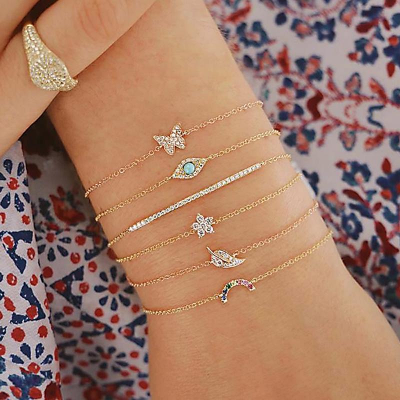 EN 6Pcs/set Bohemian Crystal Butterfly Leaf Eye Flower Bracelets Set For Women DIY Multilayer Chain Bangle Party Jewelry
EN 6Pcs/set Bohemian Crystal Butterfly Leaf Eye Flower Bracelets Set For Women DIY Multilayer Chain Bangle Party Jewelry