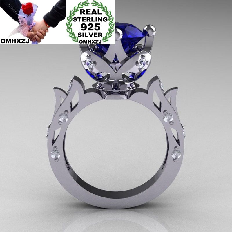 OMHXZJ Wholesale European Fashion Woman Man Party Wedding Gift Silver Round Blue Zircon 925 Sterling Silver Ring RR59
OMHXZJ Wholesale European Fashion Woman Man Party Wedding Gift Silver Round Blue Zircon 925 Sterling Silver Ring RR59