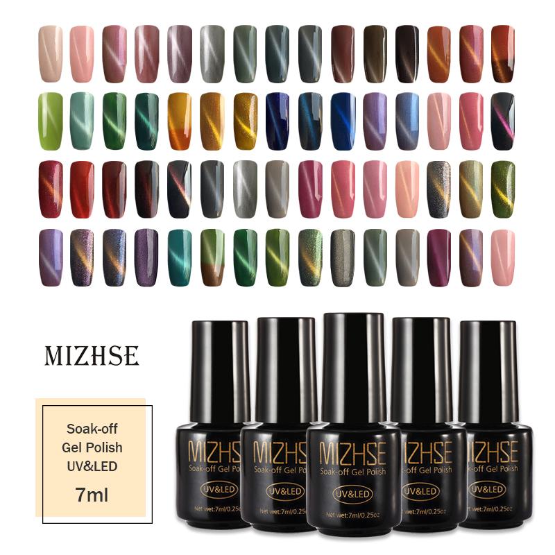 

MIZHSE 7ml Cat Eye Nail Polish 3D Magnetic Gel Soak Off UV Gel Polish With Magnet Board Long-lasting Hybrid Varnish Lacquer, Setm03 bkmy004