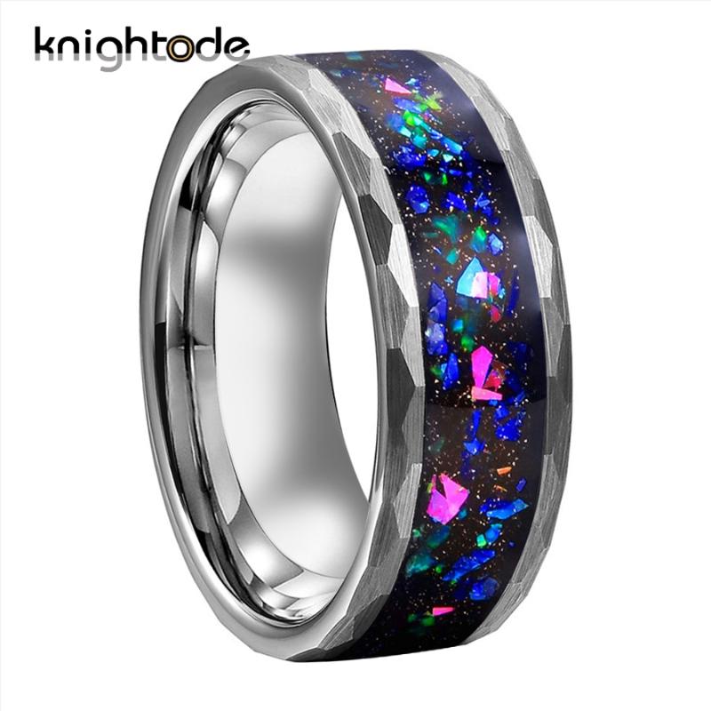 8mm Hammered Tungsten Carbide Rings Galaxy Series Opal Inlay For Man Women Wedding Bands Silvery Facets Brushed Comfort Fit
8mm Hammered Tungsten Carbide Rings Galaxy Series Opal Inlay For Man Women Wedding Bands Silvery Facets Brushed Comfort Fit