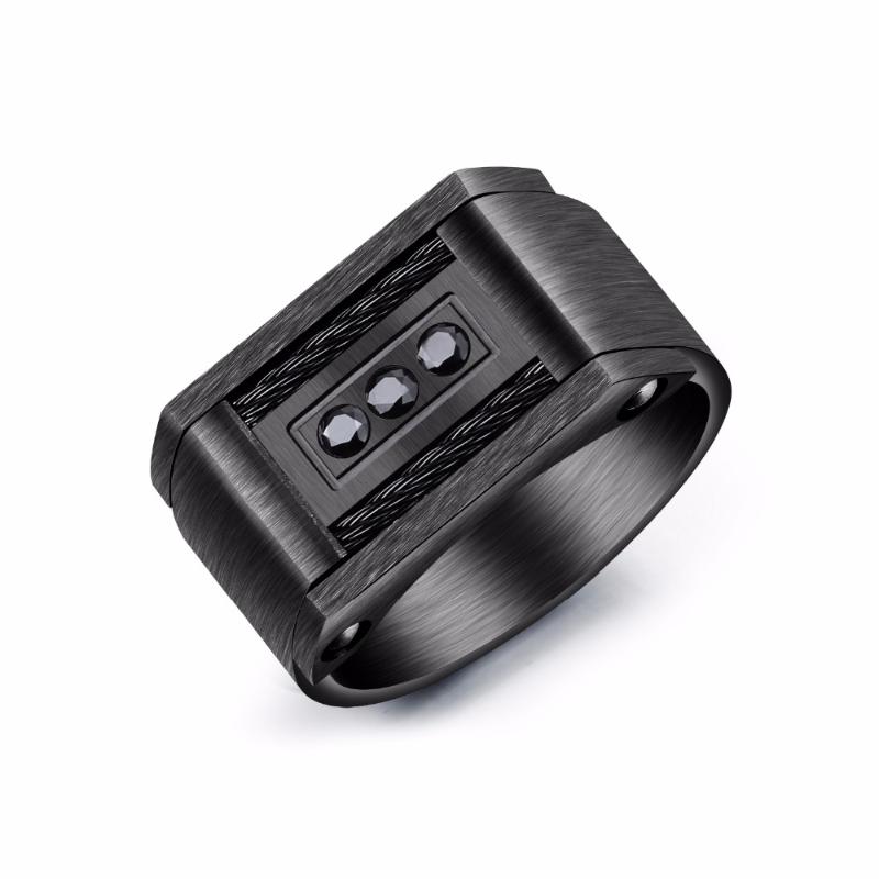 Classic Black Wire Cable Rings For Men Punk Stainless Steel Male Boy Signet Finger Bands Jewelry Accessory Gift