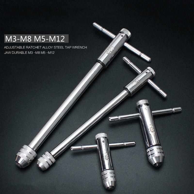 1pc M3-M8 M5-M12 Lengthen Reversible T Bar Handle Ratchet For Tap Die Taps Wrenches Wire tapping Wrench Adjustable Holder Tool
1pc M3-M8 M5-M12 Lengthen Reversible T Bar Handle Ratchet For Tap Die Taps Wrenches Wire tapping Wrench Adjustable Holder Tool
