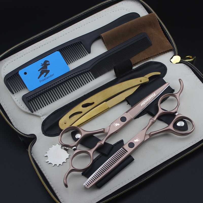 6 inch silver Japanese hair scissors razor and hairdressing scissors comb case professional hair dressing