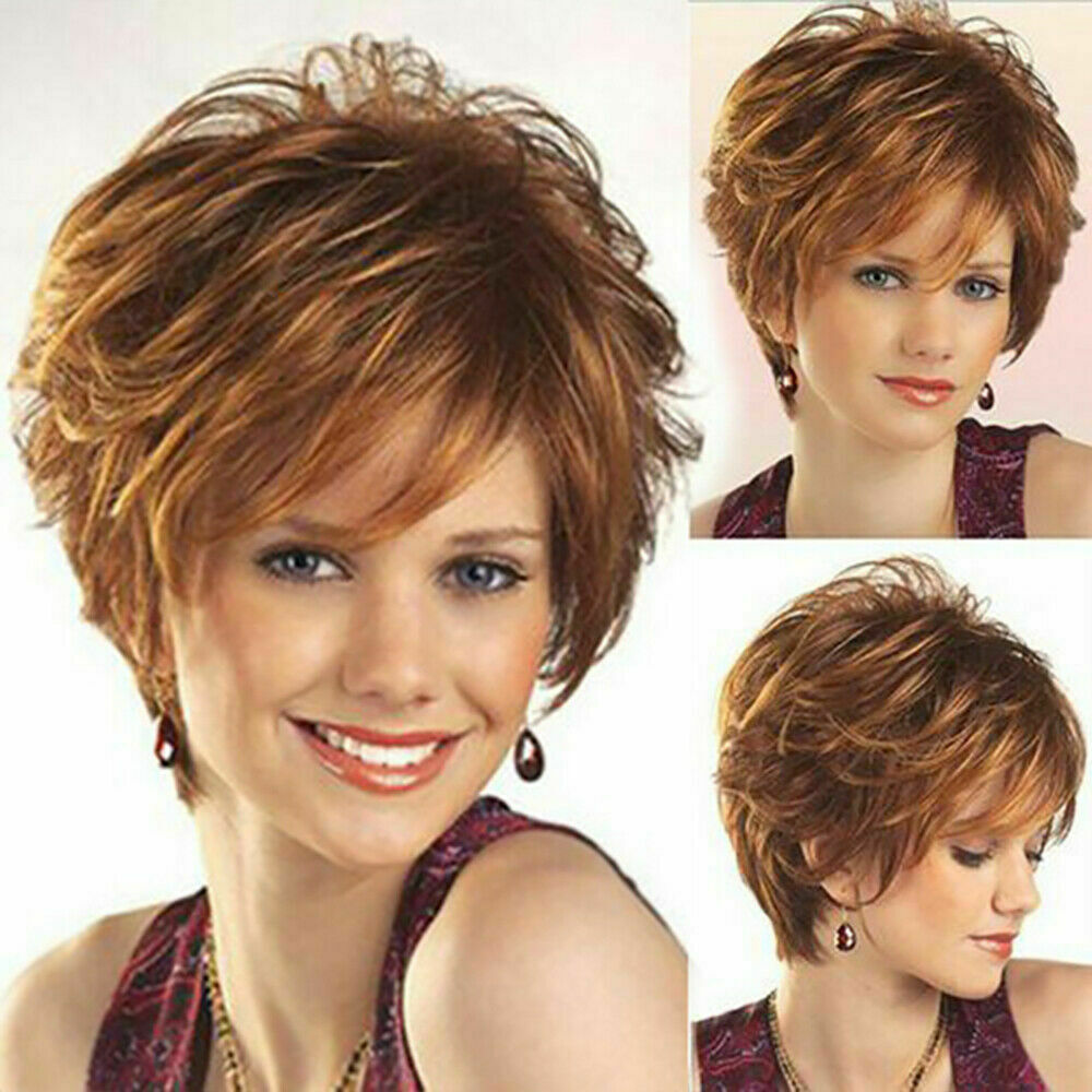 Lady Women Fashion Short Curly Wigs Black Blonde Wavy Hair Pexie Boycut Wig