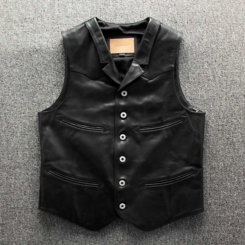 Horsehide Genuine Mens Vest Motorcycle Biker Vests Real Leather Suit Collar Casual Sleeveless Jackets Waistcoat, Black
Horsehide Genuine Mens Vest Motorcycle Biker Vests Real Leather Suit Collar Casual Sleeveless Jackets Waistcoat, Black