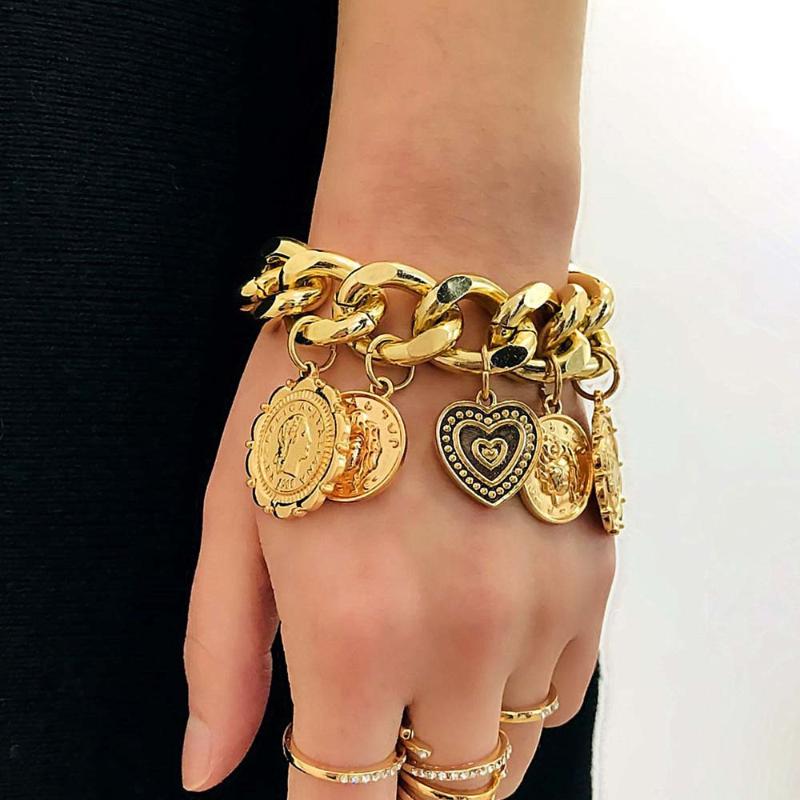 Charm Bracelets Retro Punk Coin Bracelet Wild Jewelry Personality Exaggerated Geometric Hip Hop Unisex Accessories
Charm Bracelets Retro Punk Coin Bracelet Wild Jewelry Personality Exaggerated Geometric Hip Hop Unisex Accessories