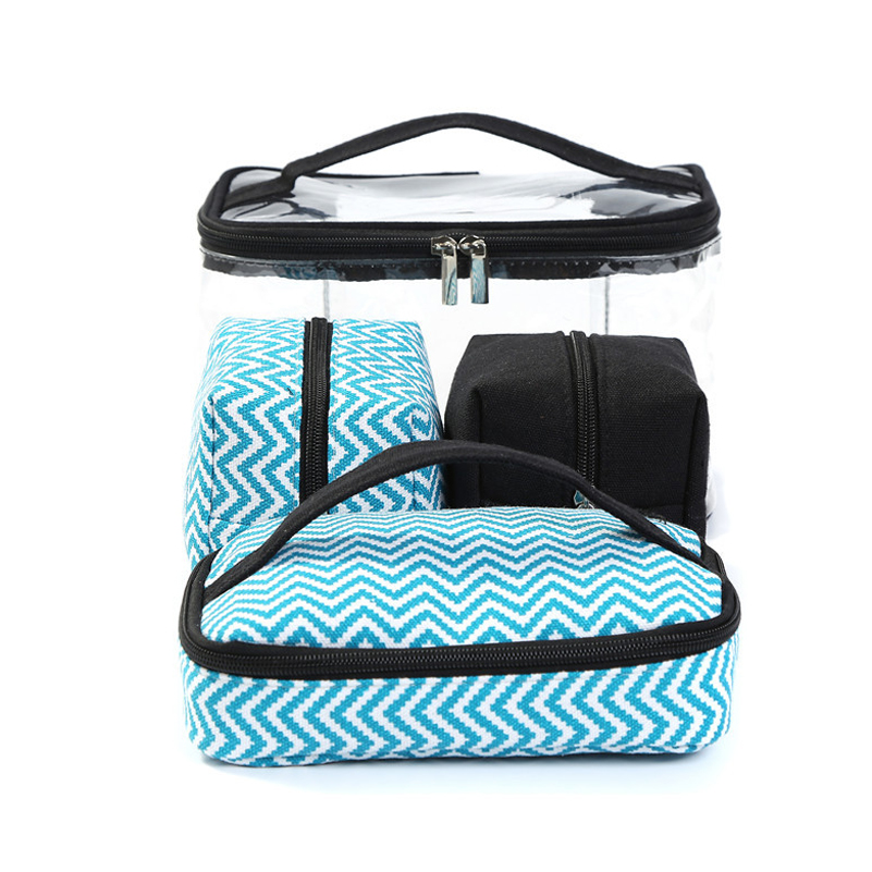 Multi-function Cosmetic Bag Transparent PVC Portable Combined four piece suit Wash bags Travelling handbag Receive Canvas bag
