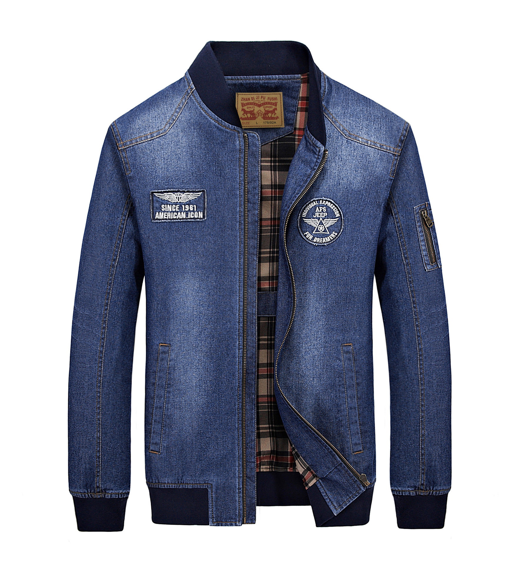 New Men 80s O-neck Denim Jacket Fashion Mens cotton Jean Jackets high-grade Coat Trendy Outwear Male Cowboy Clothes S-4XL 200919