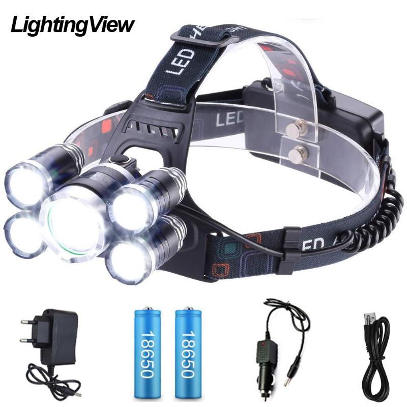 Lightingview Super Bright 5 LED T6 Headlamp 15000LM 4 Mode for Outdoor Fishing Camping Headlight Use 18650 Battery 
Lightingview Super Bright 5 LED T6 Headlamp 15000LM 4 Mode for Outdoor Fishing Camping Headlight Use 18650 Battery