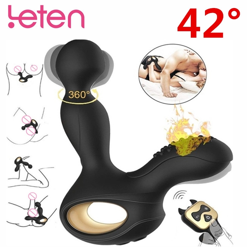 Chauffage Anal Vibrator Télécommande sans fil Butt Rotation Vibrant Contrôle de massage de la prostate en silicone Plug-Adult Sex Toys pour les h