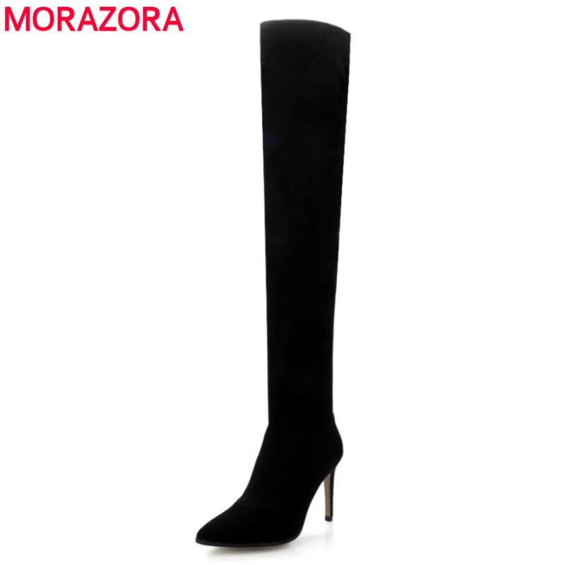 MORAZORA 2020 New arrive suede leather over the knee boots stiletto high heels thigh high boots women pointed long shoes, Black
MORAZORA 2020 New arrive suede leather over the knee boots stiletto high heels thigh high boots women pointed long shoes, Black