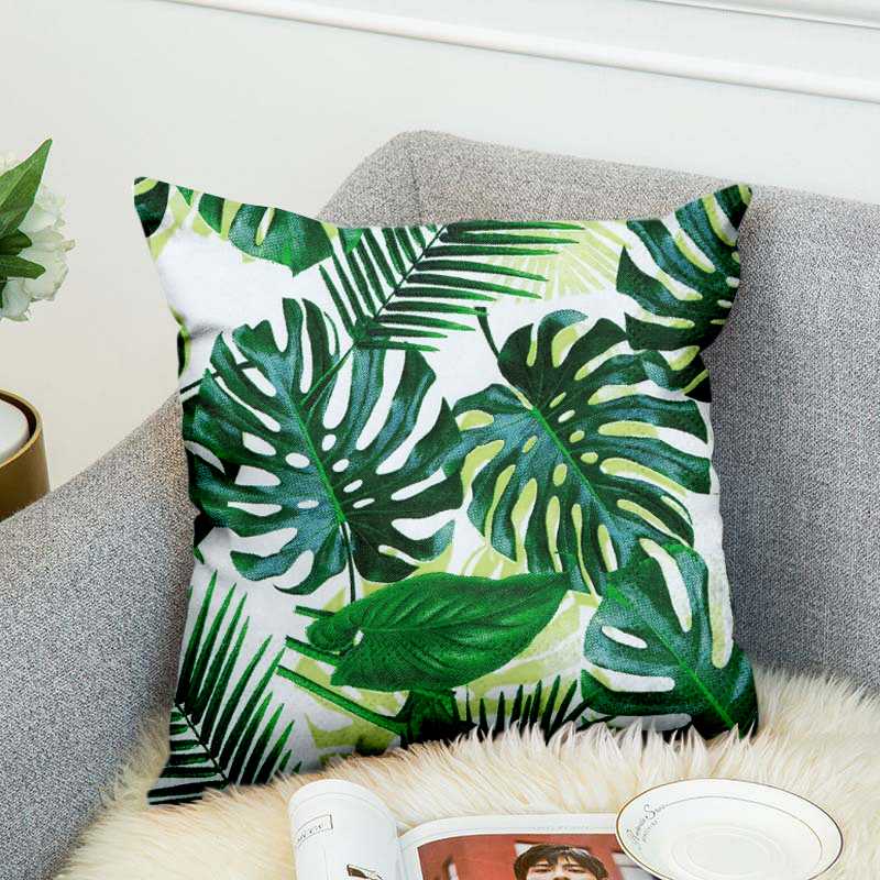 Tropical Plants Pillow Case Polyester Decorative Pillowcases Green Leaves Throw Pillow Cover Square Poszewki Na Poduszki style6, Black 
Tropical Plants Pillow Case Polyester Decorative Pillowcases Green Leaves Throw Pillow Cover Square Poszewki Na Poduszki style6, Black