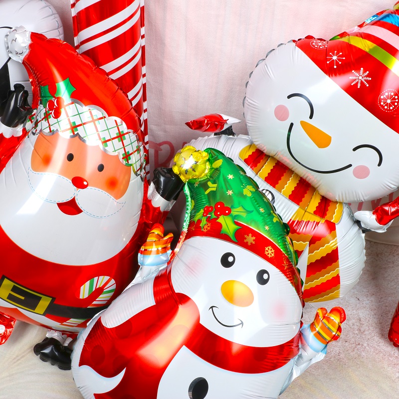 Party Decoration Happy Christmas Foil Balloons Santa Claus Snowman Tree Balloon Year 2021 Decorations Children Gift Box Ball Supplies