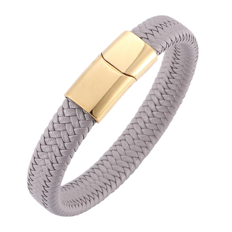 Charm Bracelets Fashion Men Jewelry Gray Braided Leather Handmade Bracelet Male Gold Stainless Steel Magnetic Clasp Vintage Woven Bangle SP0
Charm Bracelets Fashion Men Jewelry Gray Braided Leather Handmade Bracelet Male Gold Stainless Steel Magnetic Clasp Vintage Woven Bangle SP0