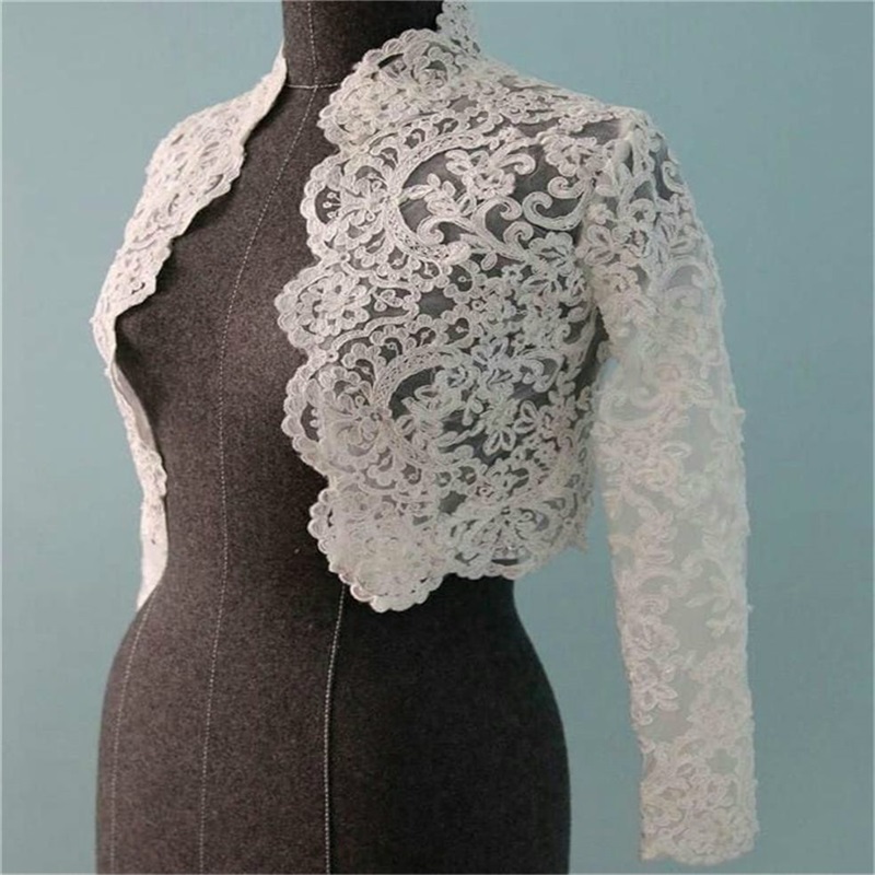 Elegant Bridal Lace Jacket Long Sleeves Appliques Wrap Sheath Bridal Bolero For Wedding Dresses Custom Made High Quality Jacket