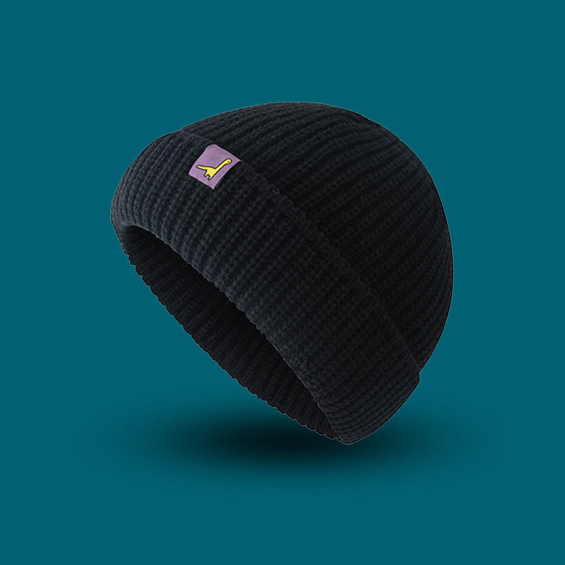 dinosaur Beanie Hat Ribbed Knitted Cuffed Winter Hat Warm Short Beanie Casual Solid Color Skullcap Baggy For Adult Men Beanie