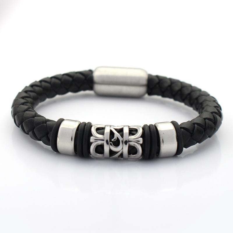 Men Bangles 8MM Genuine Braided Leather Bracelet Never Fade 316 Stainless steel Hollow Charms Bead Bracelets with Magnet Clasp
Men Bangles 8MM Genuine Braided Leather Bracelet Never Fade 316 Stainless steel Hollow Charms Bead Bracelets with Magnet Clasp