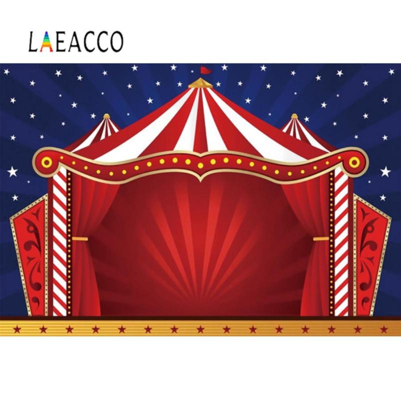 

Laeacco Circus Cruise Birthday Party Tent Star Stripes Baby Child Portrait Photography Background Photo Backdrop Photocall