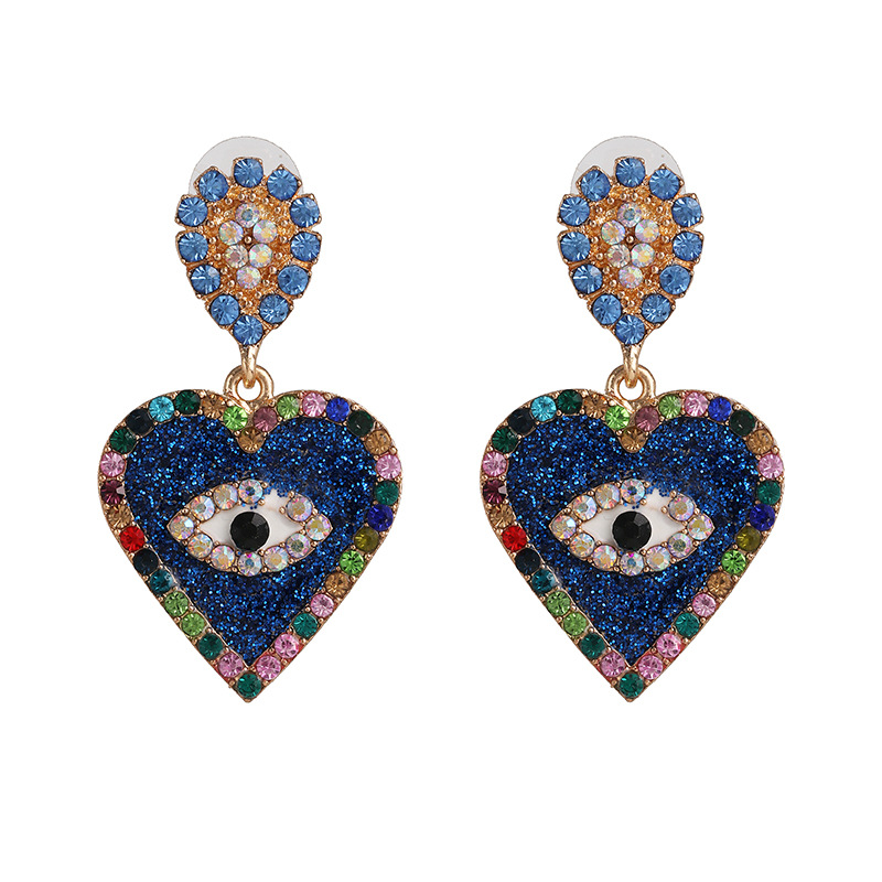 New Style Jewelry Women European Fashion Earrings Statement Heart Shape Big Rhinestone Crystal Eyes Earrings Gifts For Girls