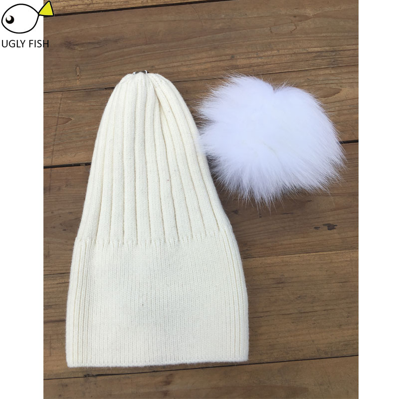 Skullies & Beanies knit ski and beanie pompon women winter pompon hat for women hat knitted winter cap fur knitted