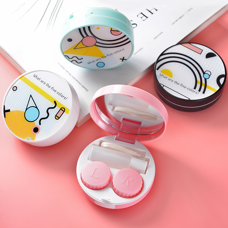 Trendy personality girl contact lens case with mirror Fresh beauty lens case contact storage box as gift
Trendy personality girl contact lens case with mirror Fresh beauty lens case contact storage box as gift