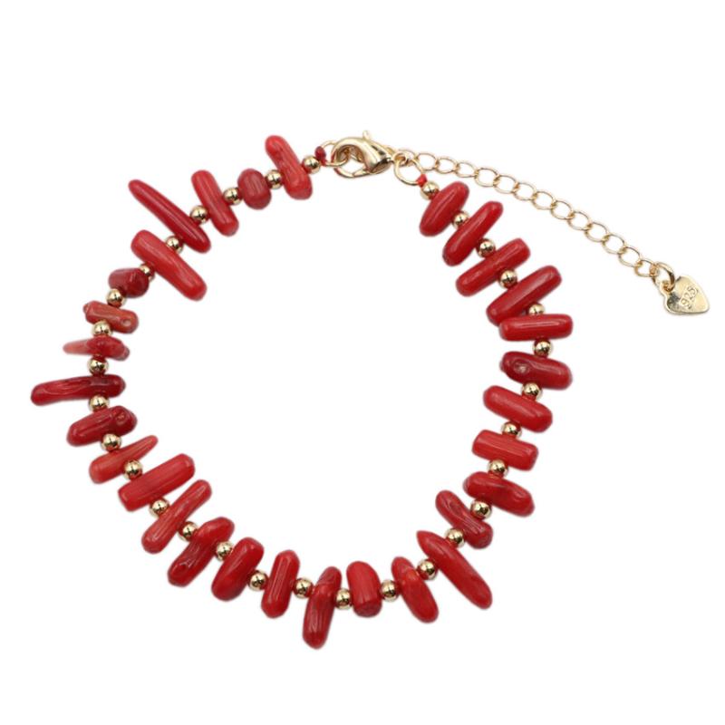 Red Natural Coral Stone Charms Bracelet Unique Spacers Copper Beads Strand Bracelets for Women High Grade Gift Jewelry 7.5" B139
Red Natural Coral Stone Charms Bracelet Unique Spacers Copper Beads Strand Bracelets for Women High Grade Gift Jewelry 7.5" B139