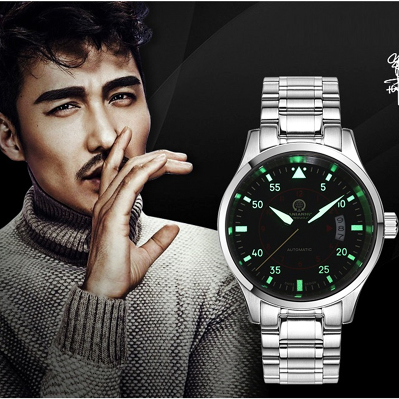 Mens Watches Top Automatic Mechanical Watch Men Carnival Steel Strap Luminous Wristwatch Male Clock reloj hombre, Slivery;brown
Mens Watches Top Automatic Mechanical Watch Men Carnival Steel Strap Luminous Wristwatch Male Clock reloj hombre, Slivery;brown
