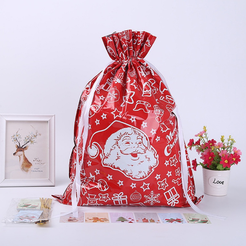 Christmas Bag Drawstring Gift Bag Set Christmas Gift Wrap Rope Wrap Holiday Party Favors For Candy Party