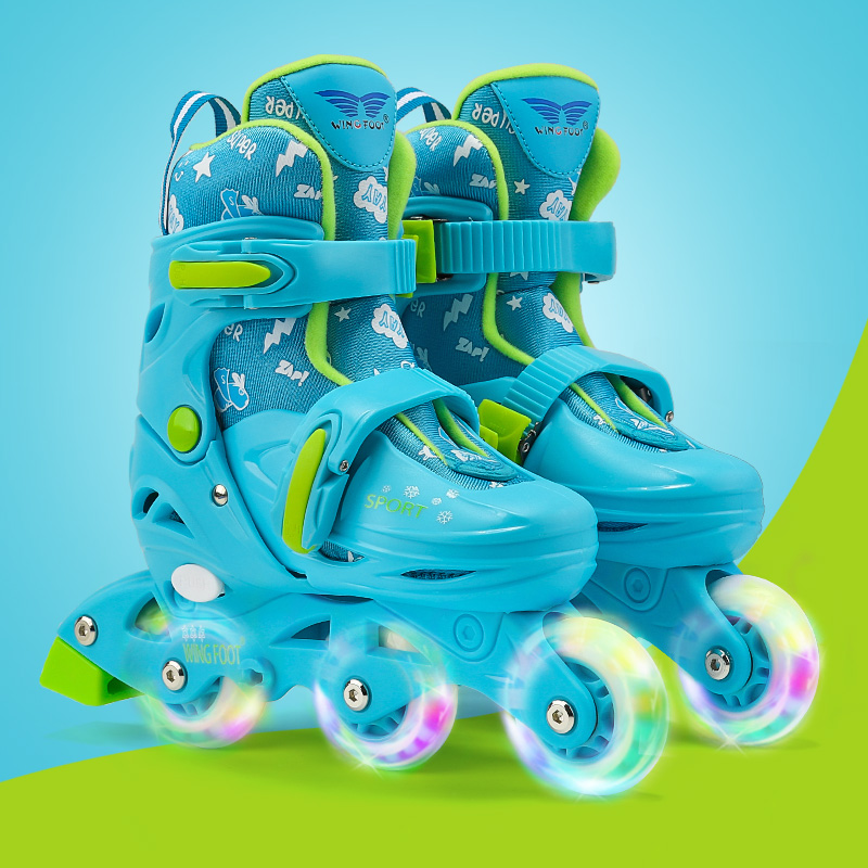 Children's adjustable skates A full set of single flash ice skate shoes for boys and girls Inline skates for beginners, Blue
Children's adjustable skates A full set of single flash ice skate shoes for boys and girls Inline skates for beginners, Blue