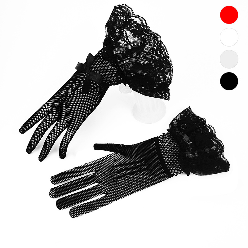 Beautiful women's dress gloves high elastic knitted mesh mesh black and white lace gloves
Beautiful women's dress gloves high elastic knitted mesh mesh black and white lace gloves