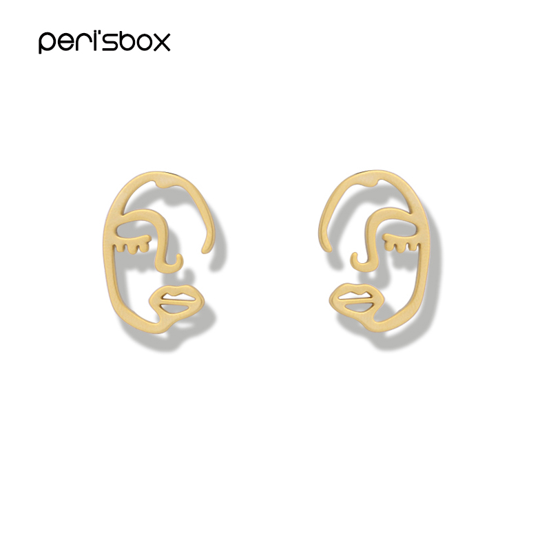 Peri'sBox Gold Silver Color Hollow Face Small Stud Earrings Abstract Character Studs Earrings Personality Unique
Peri'sBox Gold Silver Color Hollow Face Small Stud Earrings Abstract Character Studs Earrings Personality Unique