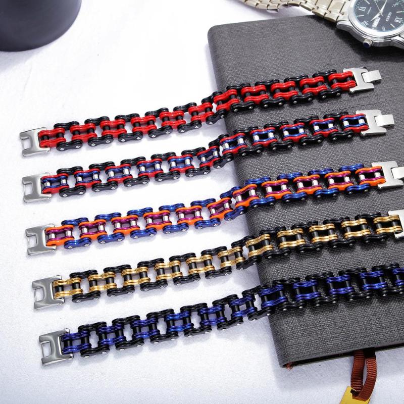 MAE Colorful Titanium Stainless Steel Bracelet Heavy Bike Motor Bicycle Men Chain Bracelet Punk Fashion Jewelry Male Decor Gift
MAE Colorful Titanium Stainless Steel Bracelet Heavy Bike Motor Bicycle Men Chain Bracelet Punk Fashion Jewelry Male Decor Gift