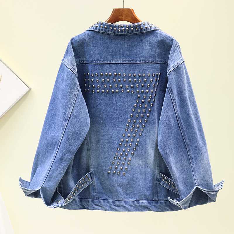 2020 Autumn Streetwear Denim Jacket Women Long Sleeve Rivet Jeans Jacket Loose Oversize Turn-down Collar Outwear Bomber, Blue
2020 Autumn Streetwear Denim Jacket Women Long Sleeve Rivet Jeans Jacket Loose Oversize Turn-down Collar Outwear Bomber, Blue