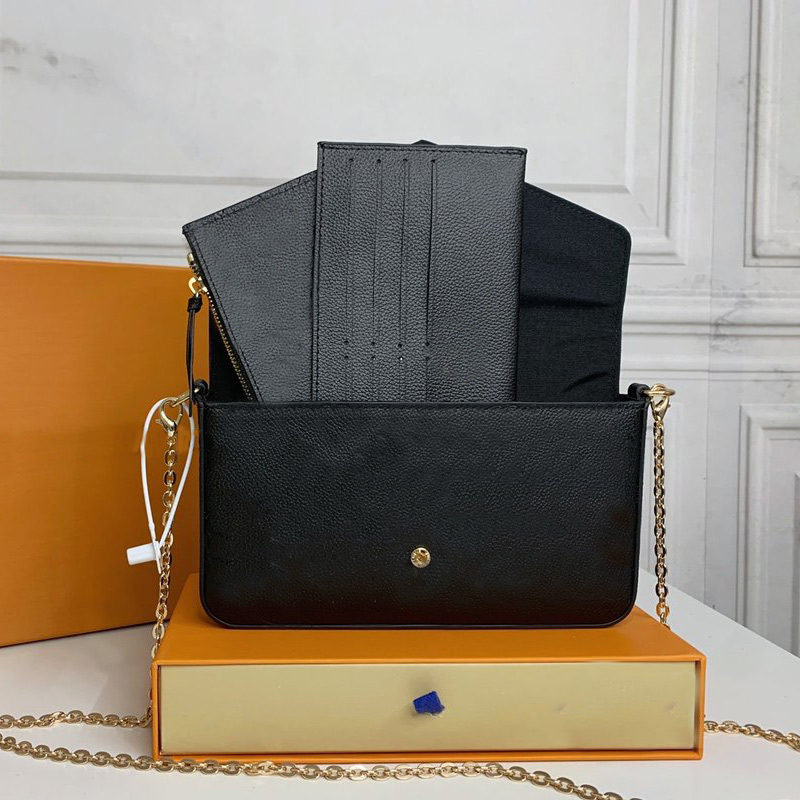 Three Piece Bag Handbag Womens Purse Golden Chain Leather Ladies Shoulder Bag Wallet Black Small Coin Purse, Style five
Three Piece Bag Handbag Womens Purse Golden Chain Leather Ladies Shoulder Bag Wallet Black Small Coin Purse, Style five