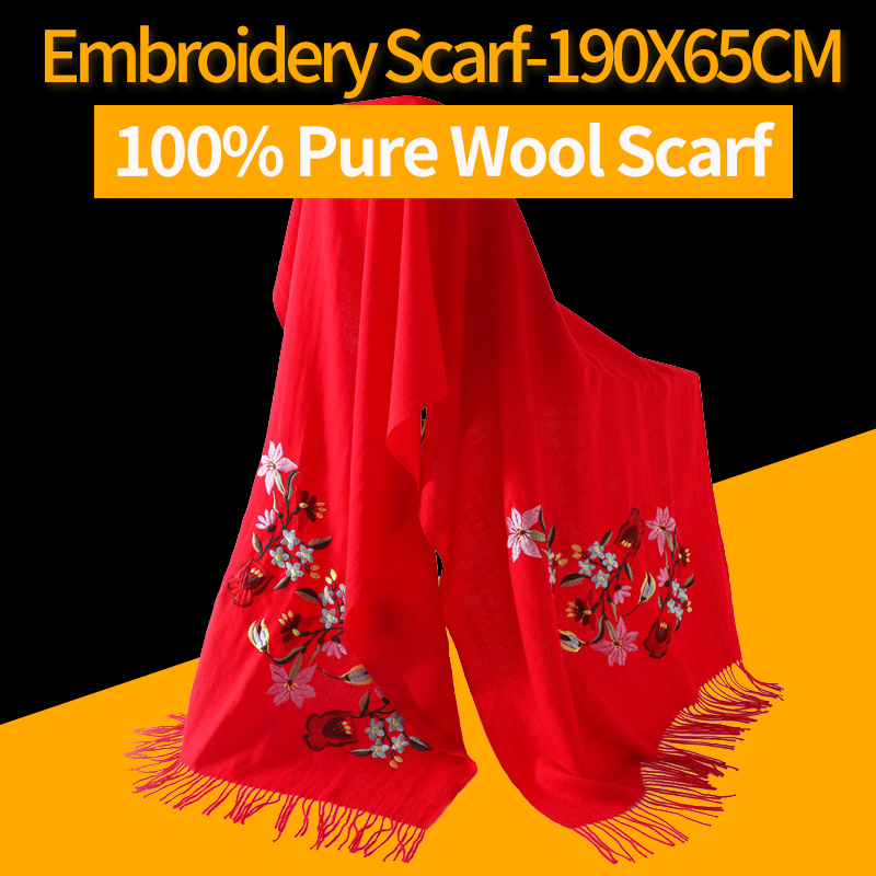 Winter Embroidery Scarf for Women 100% Pure Wool Scarves Warm 2020 Wedding Shawls and Wraps for Ladies Bride Scarf
Winter Embroidery Scarf for Women 100% Pure Wool Scarves Warm 2020 Wedding Shawls and Wraps for Ladies Bride Scarf